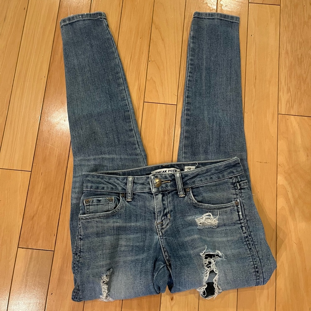 Sneak Peek distressed skinny jeans